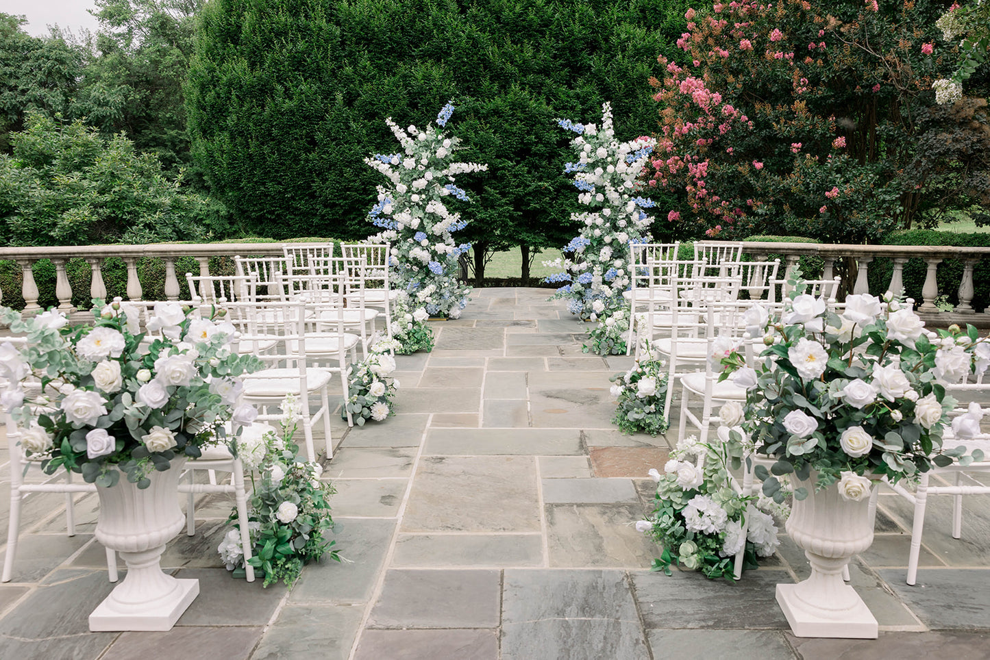 Blue Garden Floral Pillars