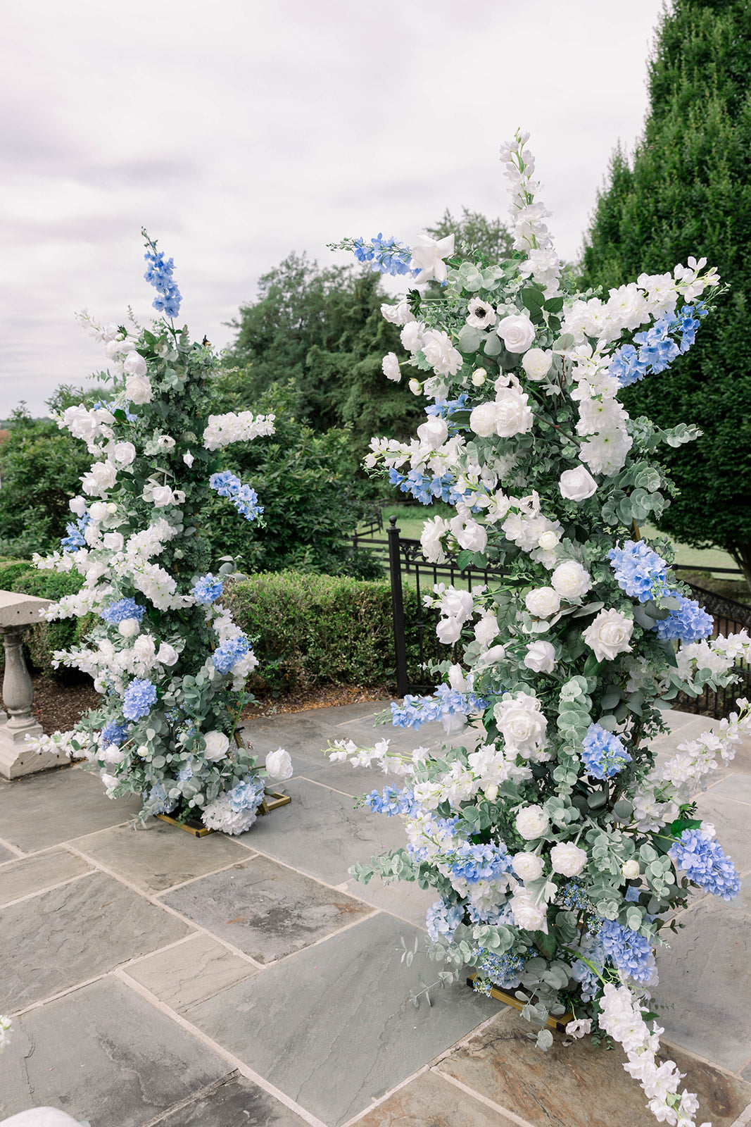 Blue Garden Floral Pillars