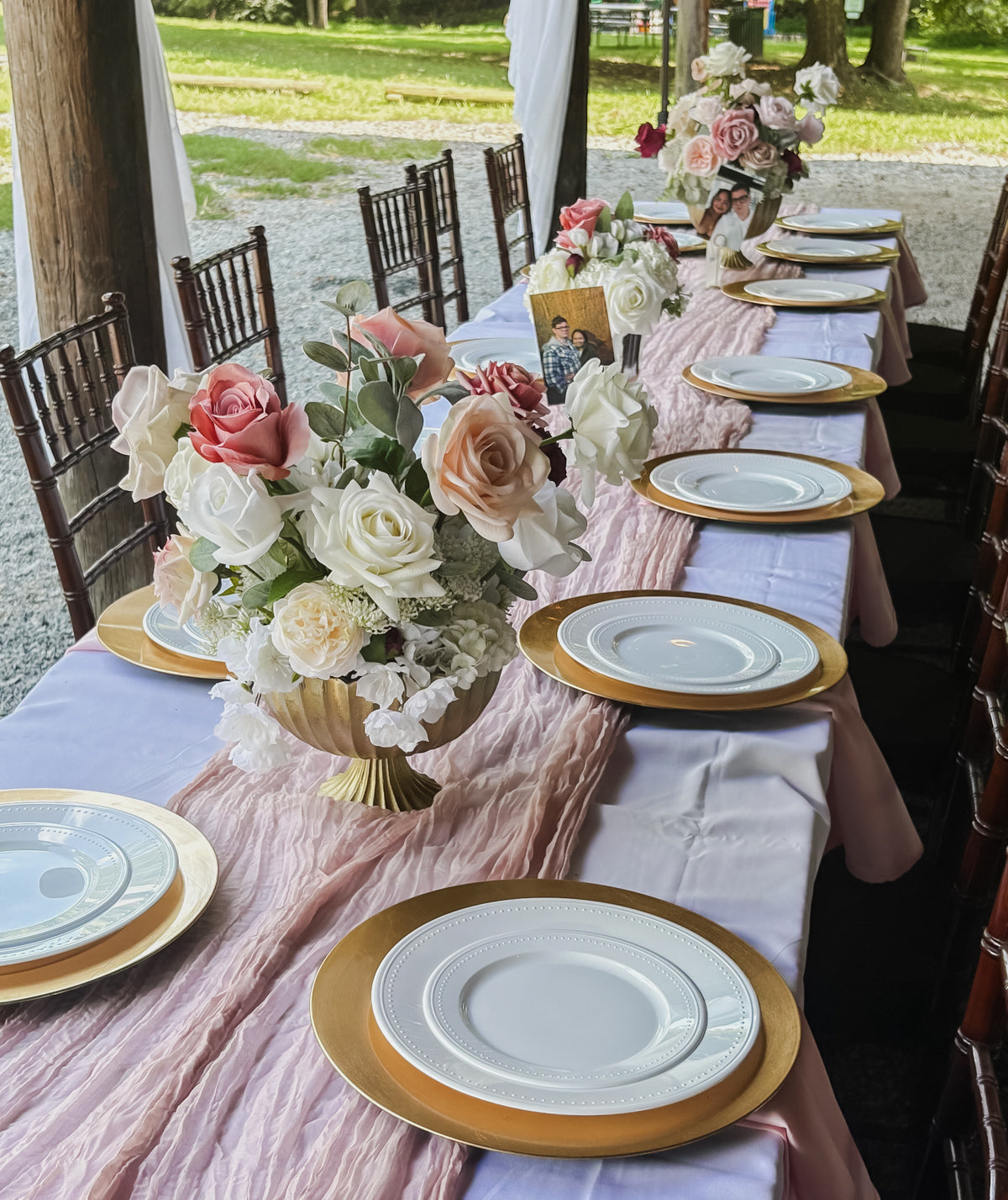 Rose Garden Low Compote Centerpiece