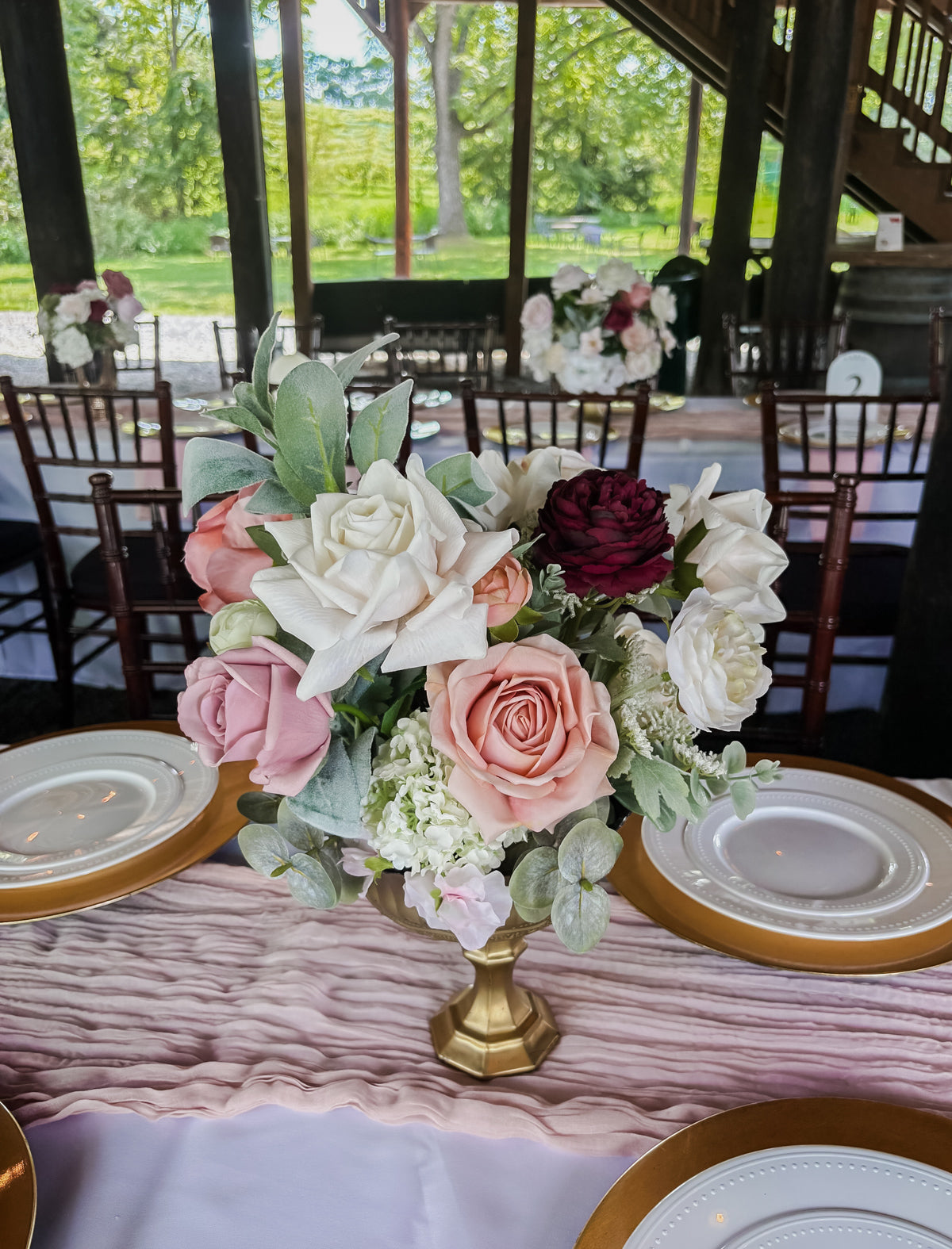 Rose Garden Low Compote Centerpiece