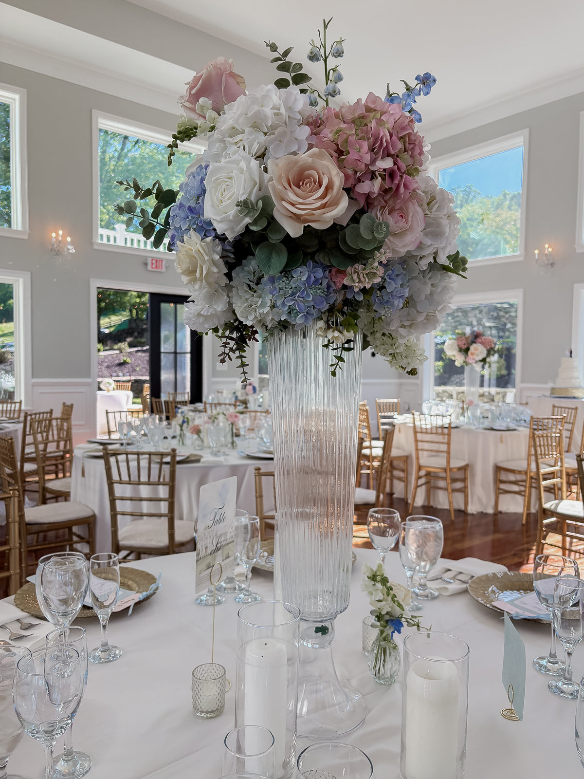 Tall, Raised, 26" Glass Trumpet Statement Centerpieces