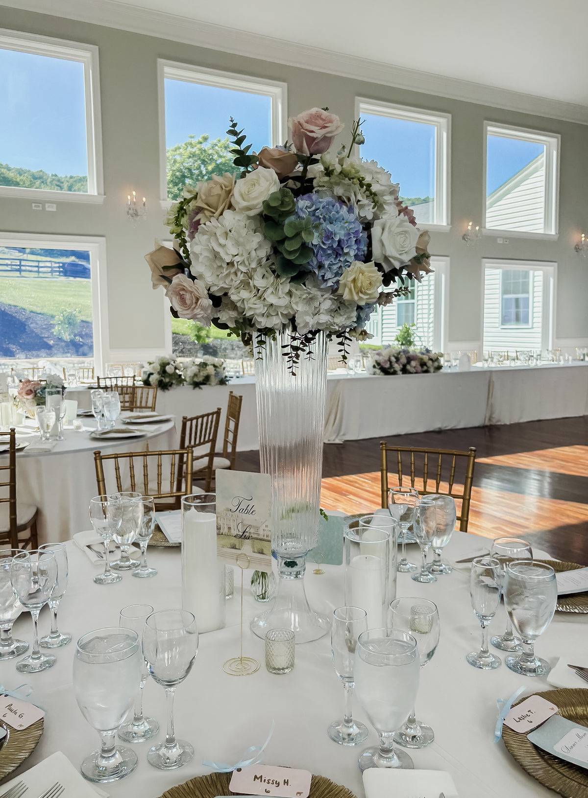 Tall, Raised, 26" Glass Trumpet Statement Centerpieces