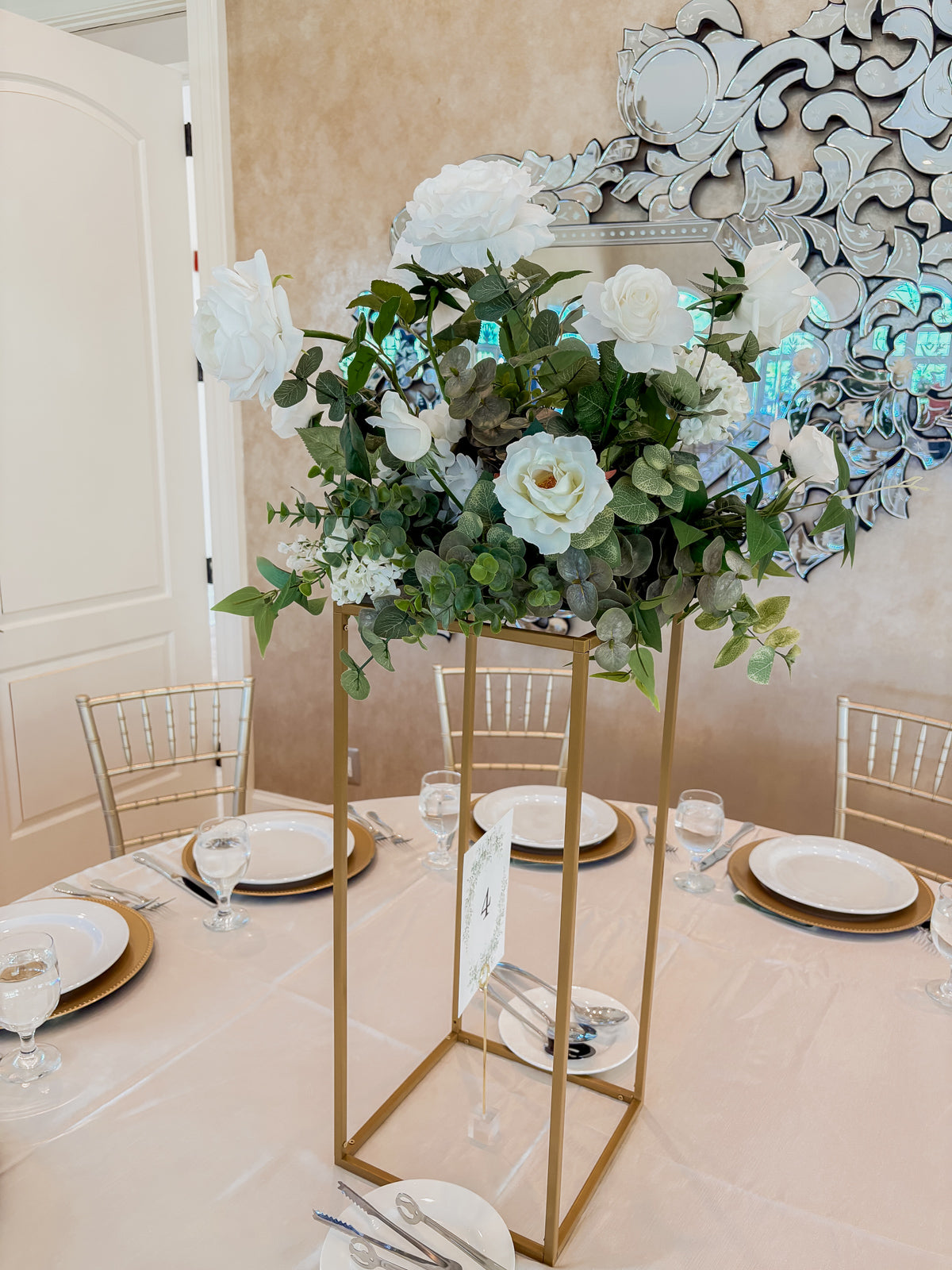 Ivory Garden Raised Centerpieces (Individual Rental)