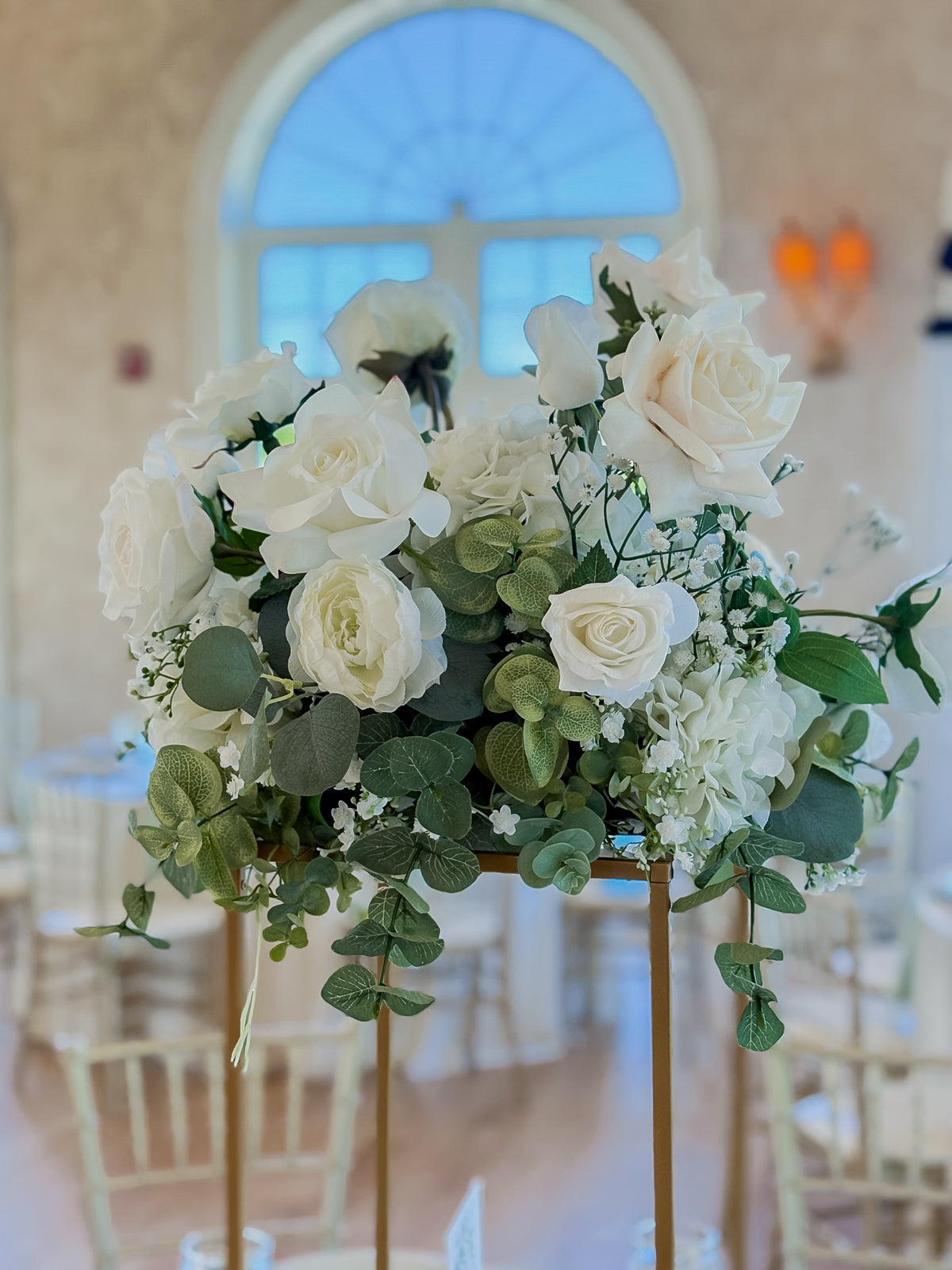 Ivory Garden Raised Centerpieces (Individual Rental)
