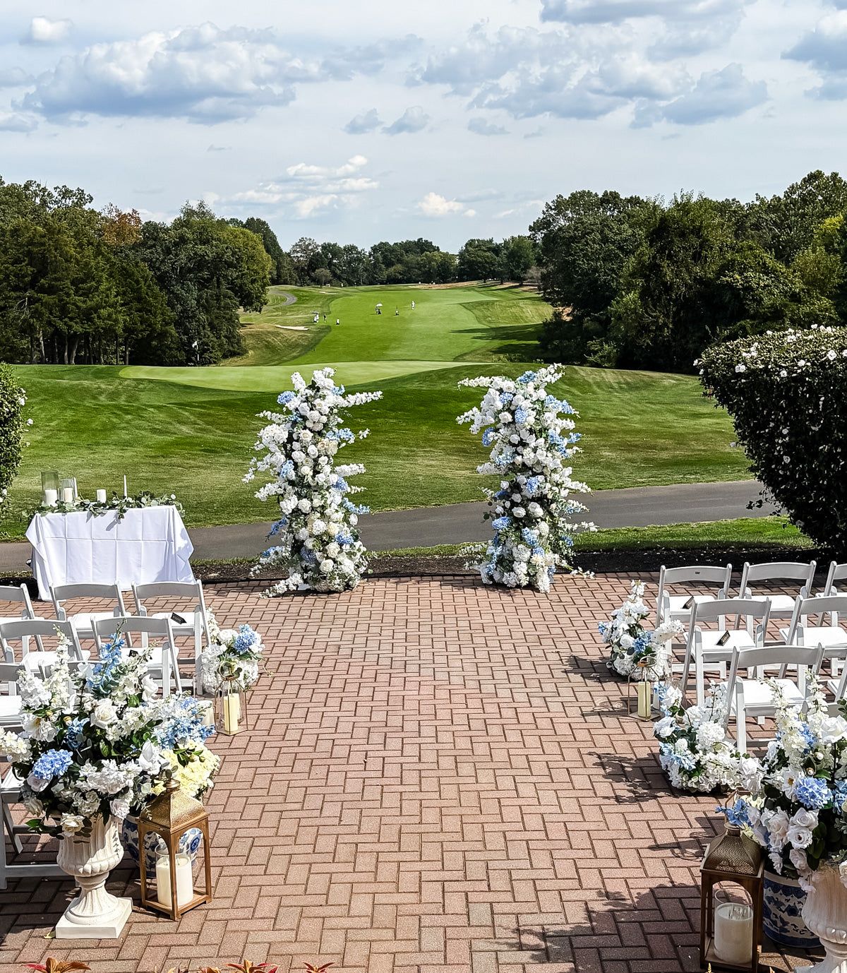 Blue Garden Floral Pillars