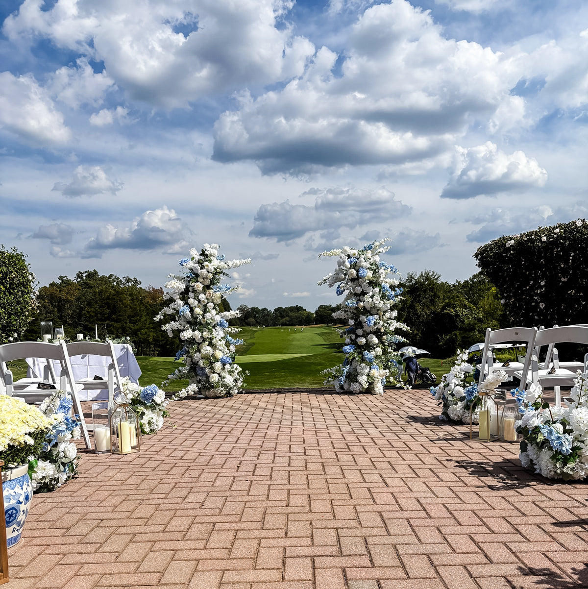 Blue Garden Floral Pillars