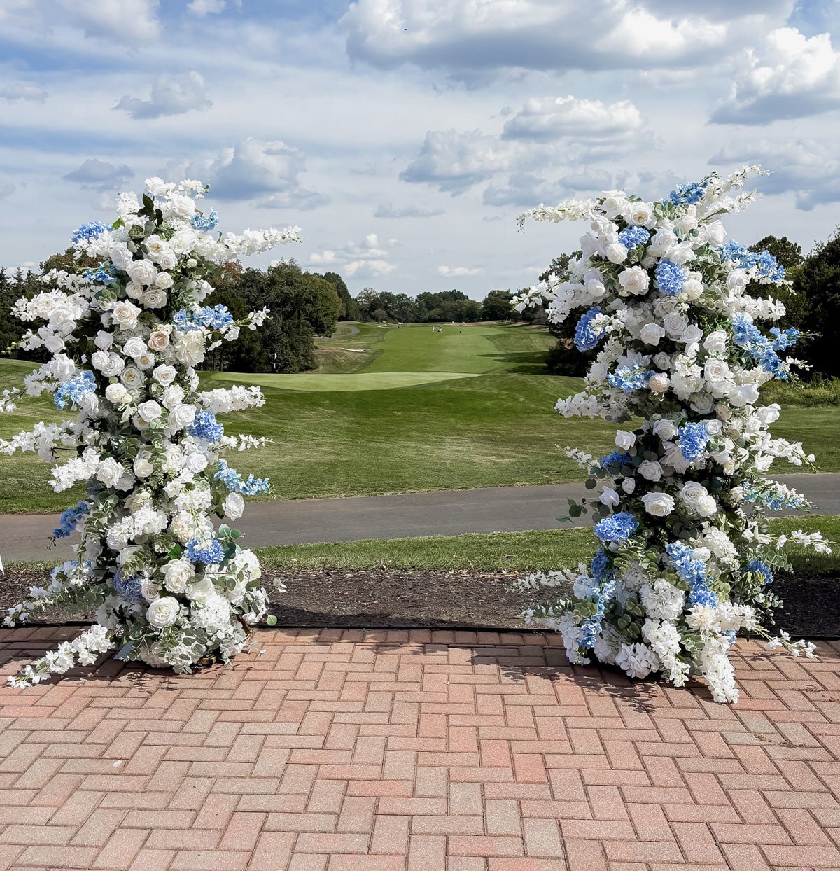 Blue Garden Floral Pillars