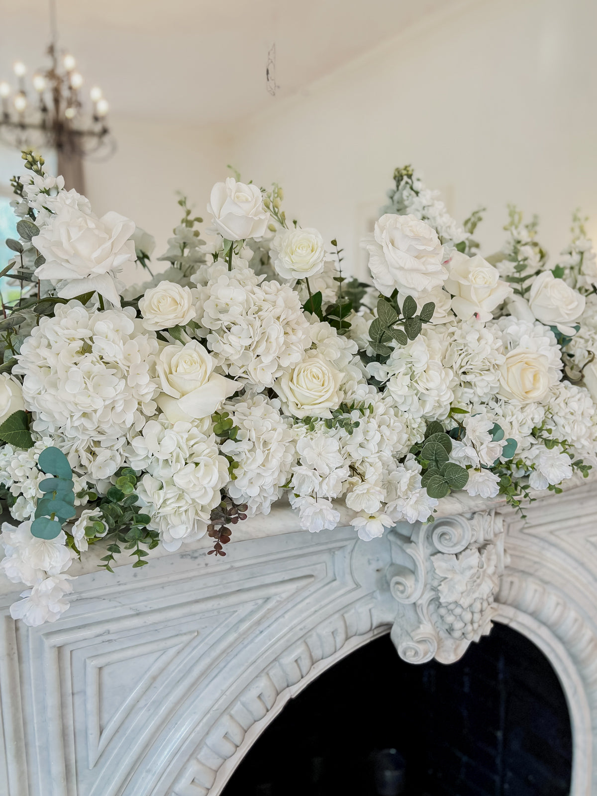 Ivory Garden Fireplace Mantel Floral