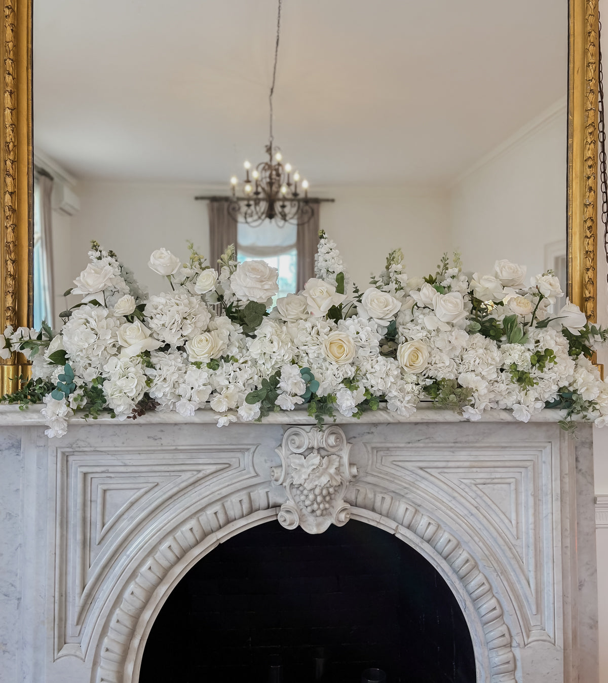 Ivory Garden Fireplace Mantel Floral